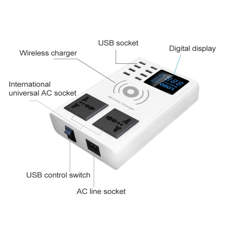 YC-CDA10W 10W Multi Port USB Intelligent Digital Display Fast Charging Wireless Charger, UK Plug, SAS1048A, SAS1048B, SAS1048C – Fast Charging, TPU