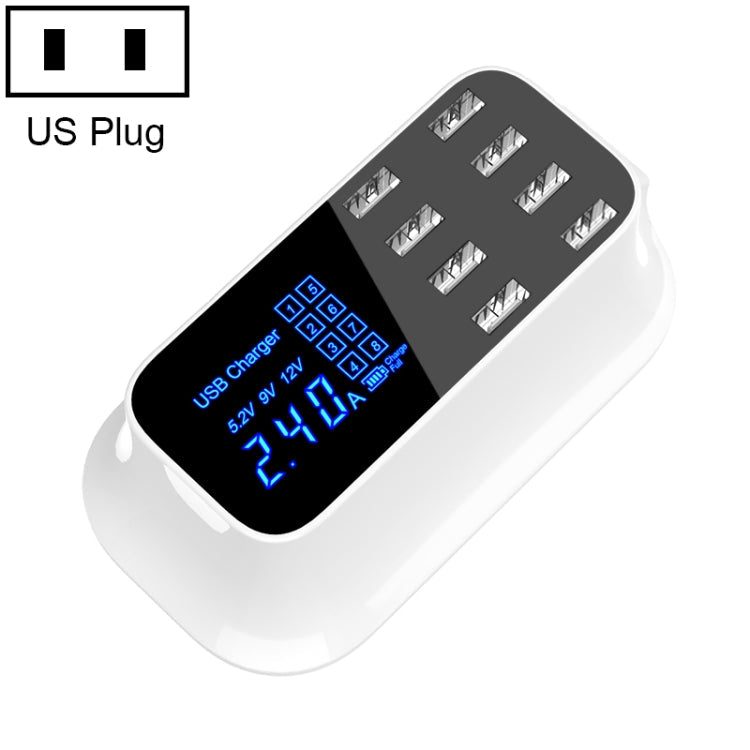 YC-CDA19A 8-port USB Multi-function 40W Intelligent Digital Display Fast Charging Dock, UK Plug, SAS1049A, SAS1049B, SAS1049C SAS1049A