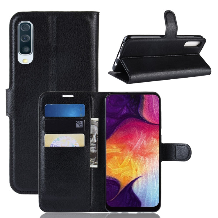 Litchi Texture Horizontal Flip Leather Case for Galaxy A50, with Wallet & Holder & Card Slots, For Galaxy A50 (1), For Galaxy A50 (1) For Galaxy A50 (1) Black