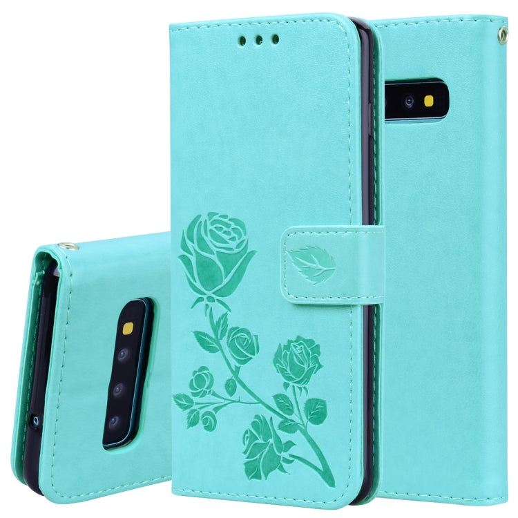 Rose Embossed Horizontal Flip PU Leather Case for Galaxy S10, with Holder & Card Slots & Wallet, For Samsung Galaxy S10 For Samsung Galaxy S10 Green