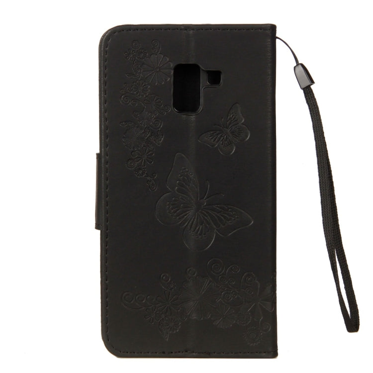Vintage Embossed Floral Butterfly Pattern Horizontal Flip Leather Case with Card Slot & Holder & Wallet & Lanyard – Lanyard, Magnetic, Card Slot, For Galaxy A8 (2018)