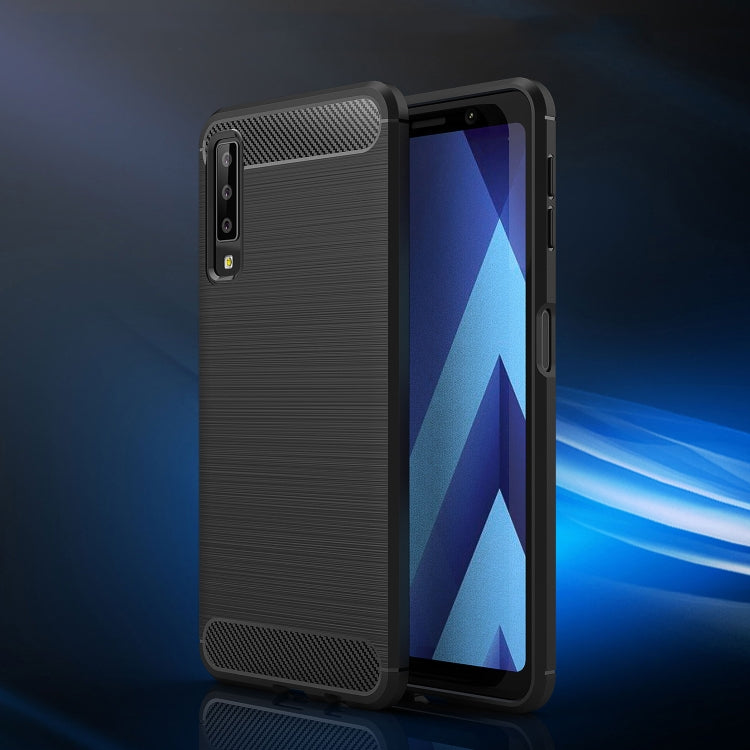 / A750 Brushed Carbon Fiber Texture TPU Shockproof Anti-slip Soft Protective Back Cover Case – Shockproof, TPU, For Galaxy A7 (2018)