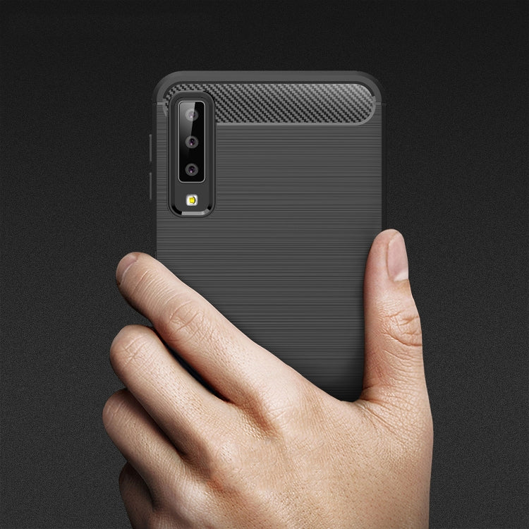 / A750 Brushed Carbon Fiber Texture TPU Shockproof Anti-slip Soft Protective Back Cover Case – Shockproof, TPU, For Galaxy A7 (2018)