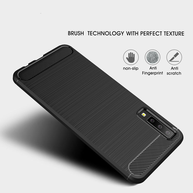 / A750 Brushed Carbon Fiber Texture TPU Shockproof Anti-slip Soft Protective Back Cover Case – Shockproof, TPU, For Galaxy A7 (2018)