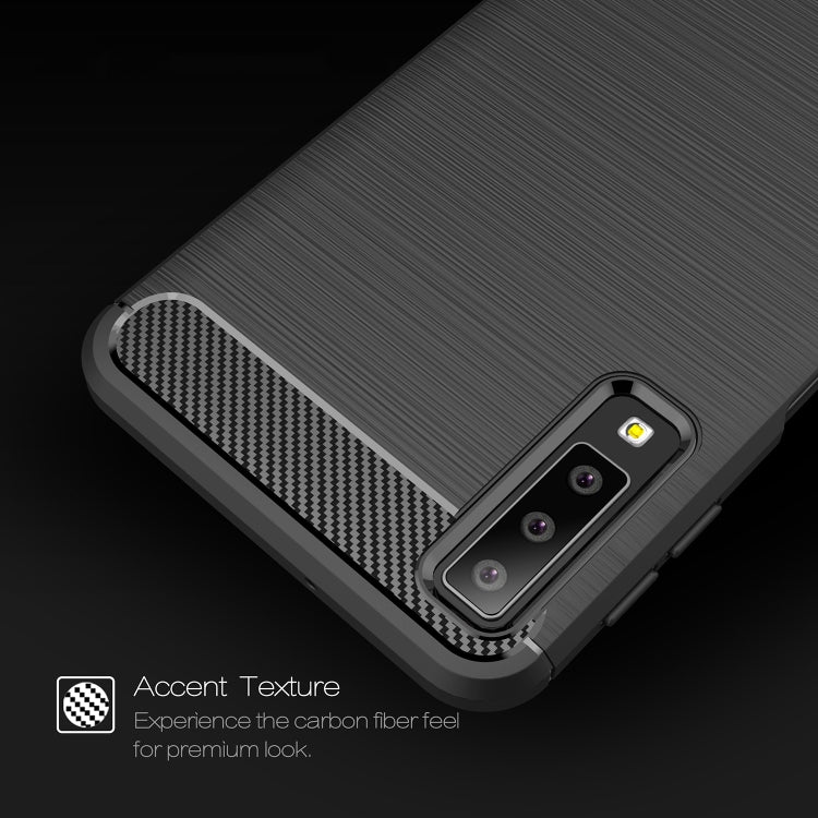 / A750 Brushed Carbon Fiber Texture TPU Shockproof Anti-slip Soft Protective Back Cover Case – Shockproof, TPU, For Galaxy A7 (2018)
