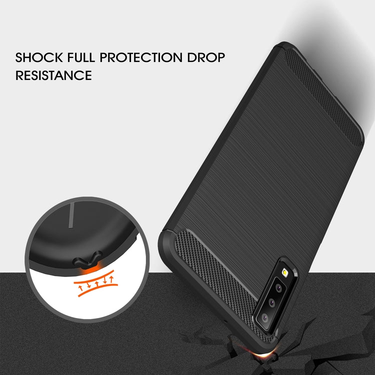 / A750 Brushed Carbon Fiber Texture TPU Shockproof Anti-slip Soft Protective Back Cover Case – Shockproof, TPU, For Galaxy A7 (2018)