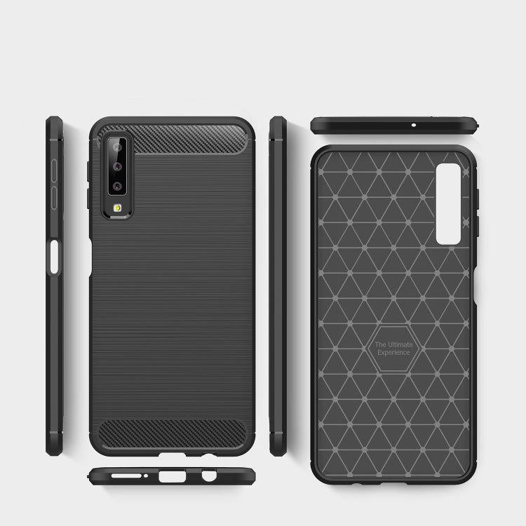 / A750 Brushed Carbon Fiber Texture TPU Shockproof Anti-slip Soft Protective Back Cover Case – Shockproof, TPU, For Galaxy A7 (2018)