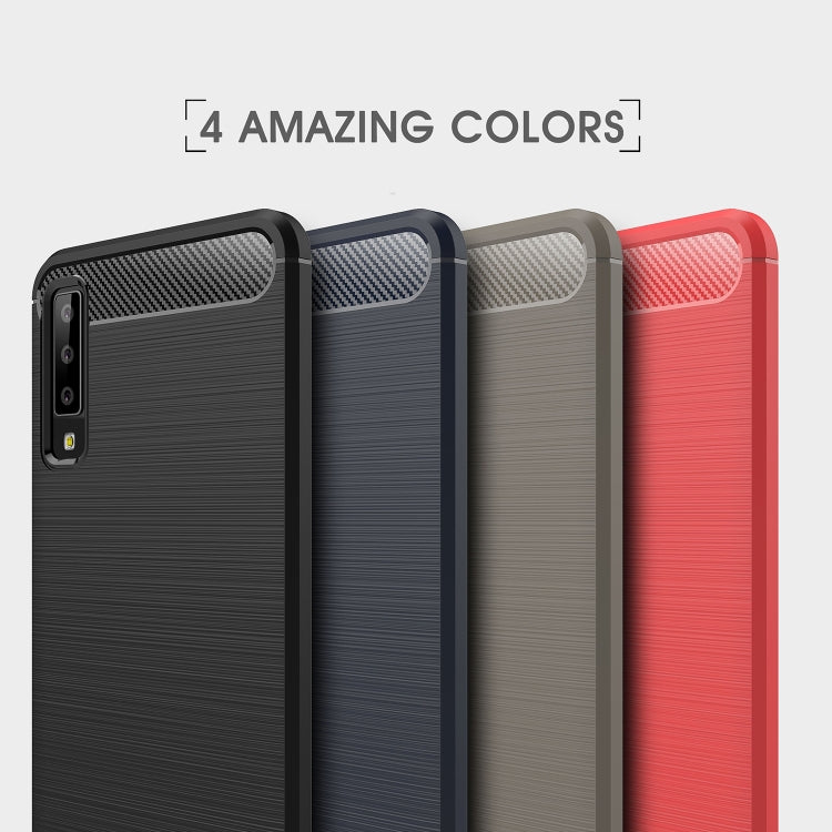 / A750 Brushed Carbon Fiber Texture TPU Shockproof Anti-slip Soft Protective Back Cover Case – Shockproof, TPU, For Galaxy A7 (2018)