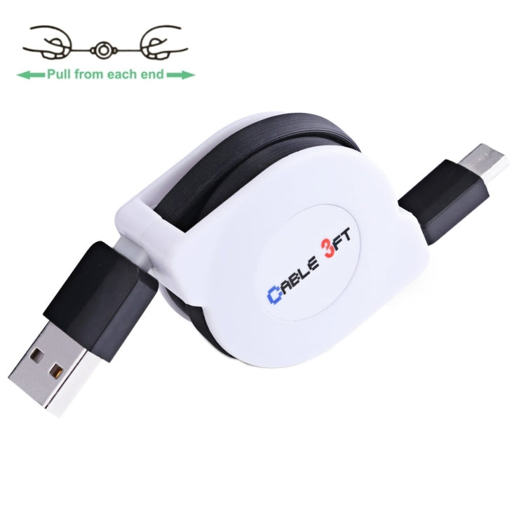 1m 2A 110 Copper Core Wires Retractable USB-C / Type-C to USB Data Sync Charging Cable – Fast Charging Black