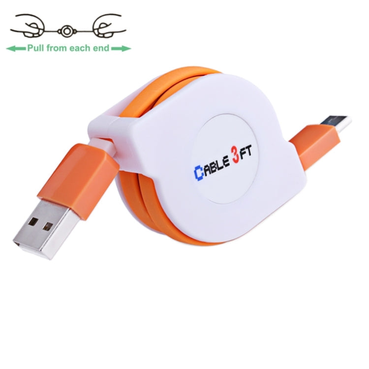 1m 2A 110 Copper Core Wires Retractable USB-C / Type-C to USB Data Sync Charging Cable – Fast Charging Orange