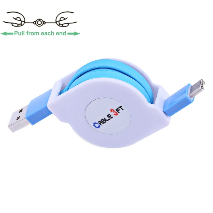 1m 2A 110 Copper Core Wires Retractable USB-C / Type-C to USB Data Sync Charging Cable – Fast Charging Blue