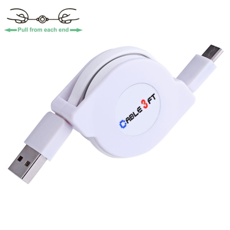 1m 2A 110 Copper Core Wires Retractable USB-C / Type-C to USB Data Sync Charging Cable – Fast Charging White