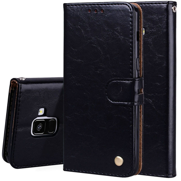 For Galaxy A8 (2018) Business Style Oil Wax Texture Horizontal Flip Leather Case with Holder & Card Slots & Wallet, For Galaxy A8 (2018) For Galaxy A8 (2018) Black