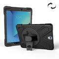 For Galaxy Tab S3 9.7 inch T820 360 Degree Rotation PC + Silicone Protective Case with Holder & Hand-strap, For Galaxy Tab S3 9.7 inch T820 For Galaxy Tab S3 9.7 inch T820 Black