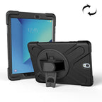 For Galaxy Tab S3 9.7 inch T820 360 Degree Rotation PC + Silicone Protective Case with Holder & Hand-strap, For Galaxy Tab S3 9.7 inch T820 For Galaxy Tab S3 9.7 inch T820 Black