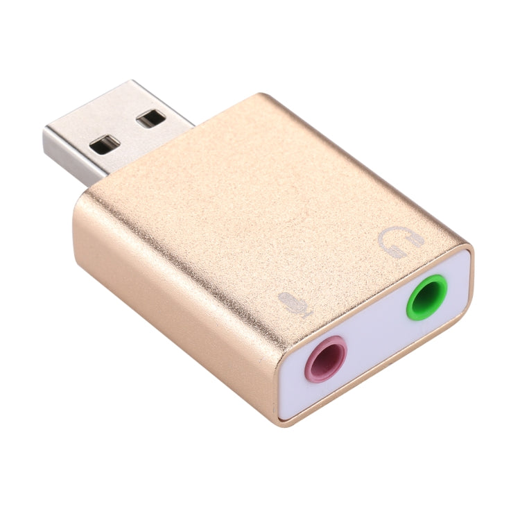 Aluminum Shell 3.5mm Jack External USB Sound Card HIFI Magic Voice 7.1 Channel Adapter Free Drive for Computer, Desktop, Speakers, Headset, Microphone, Aluminum 7.1 Channel Gold – Durable Build, Easy to Use