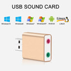 Aluminum Shell 3.5mm Jack External USB Sound Card HIFI Magic Voice 7.1 Channel Adapter Free Drive for Computer, Desktop, Speakers, Headset, Microphone, Aluminum 7.1 Channel Gold – Durable Build, Easy to Use