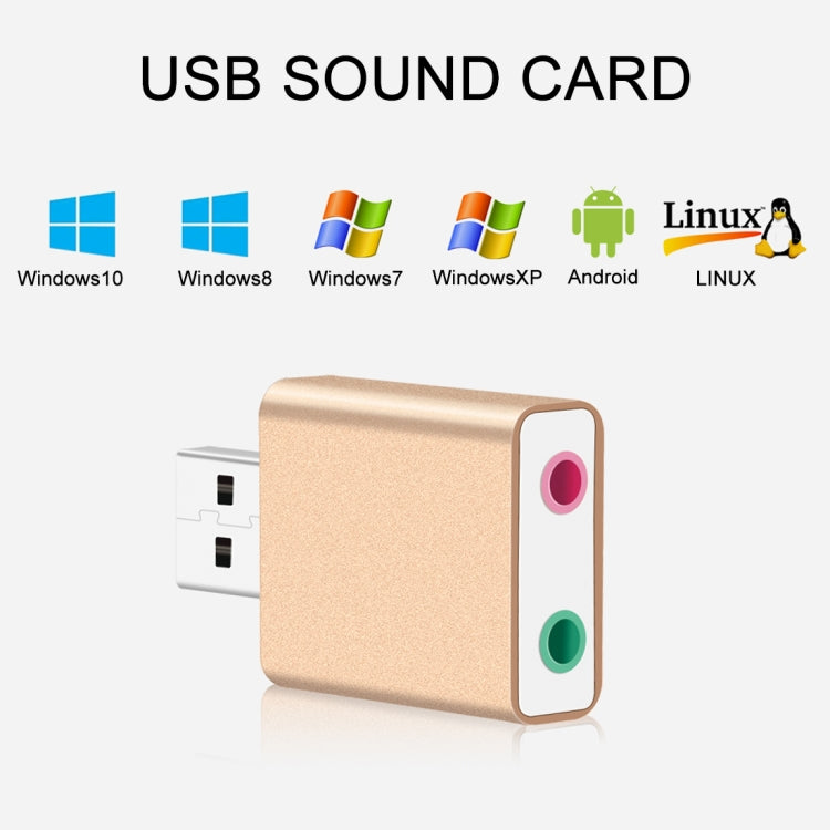 Aluminum Shell 3.5mm Jack External USB Sound Card HIFI Magic Voice 7.1 Channel Adapter Free Drive for Computer, Desktop, Speakers, Headset, Microphone, Aluminum 7.1 Channel Gold – Durable Build, Easy to Use