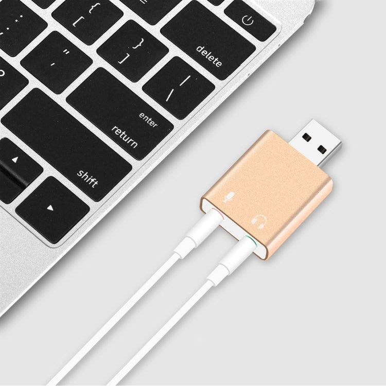 Aluminum Shell 3.5mm Jack External USB Sound Card HIFI Magic Voice 7.1 Channel Adapter Free Drive for Computer, Desktop, Speakers, Headset, Microphone, Aluminum 7.1 Channel Gold – Durable Build, Easy to Use