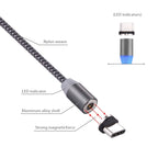 360 Degree Rotation 1m Weave Style USB-C / Type-C to USB 2.0 Strong Magnetic Charger Cable with LED Indicator – Magnetic