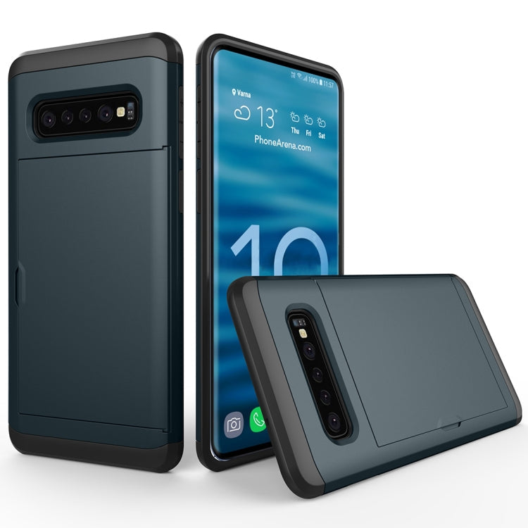 Shockproof Rugged Armor Protective Case for Galaxy S10, with Card Slot, For Galaxy S10 For Galaxy S10 Navy Blue