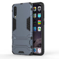 Shockproof PC + TPU Case for Galaxy A50, with Holder Navy Blue