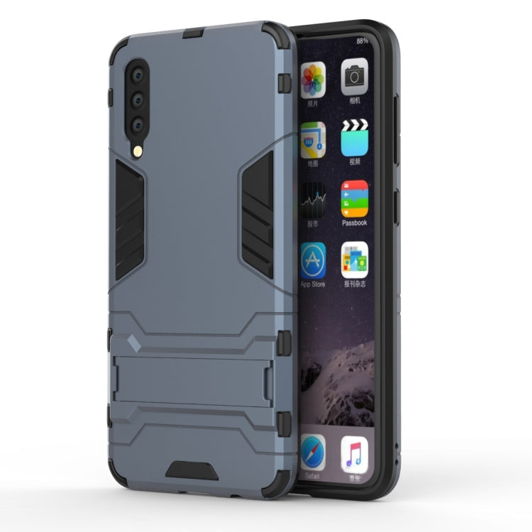 Shockproof PC + TPU Case for Galaxy A50, with Holder Navy Blue