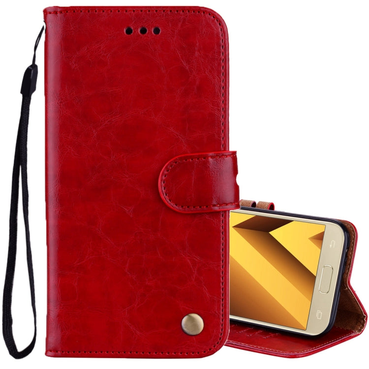 For Samsung Galaxy A5 (2017) Business Style Oil Wax Texture Horizontal Flip Leather Case with Holder & Card Slots & Wallet, For Galaxy A5 (2017) For Galaxy A5 (2017) Red