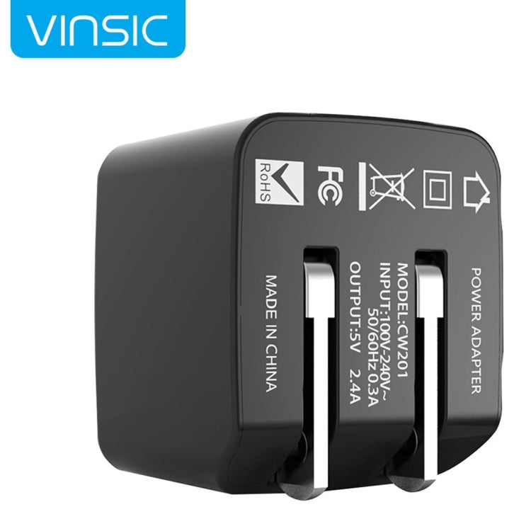 Vinsic 12W 5V 2.4A Output Dual USB Wall Charger USB Charger Adapter – TPU