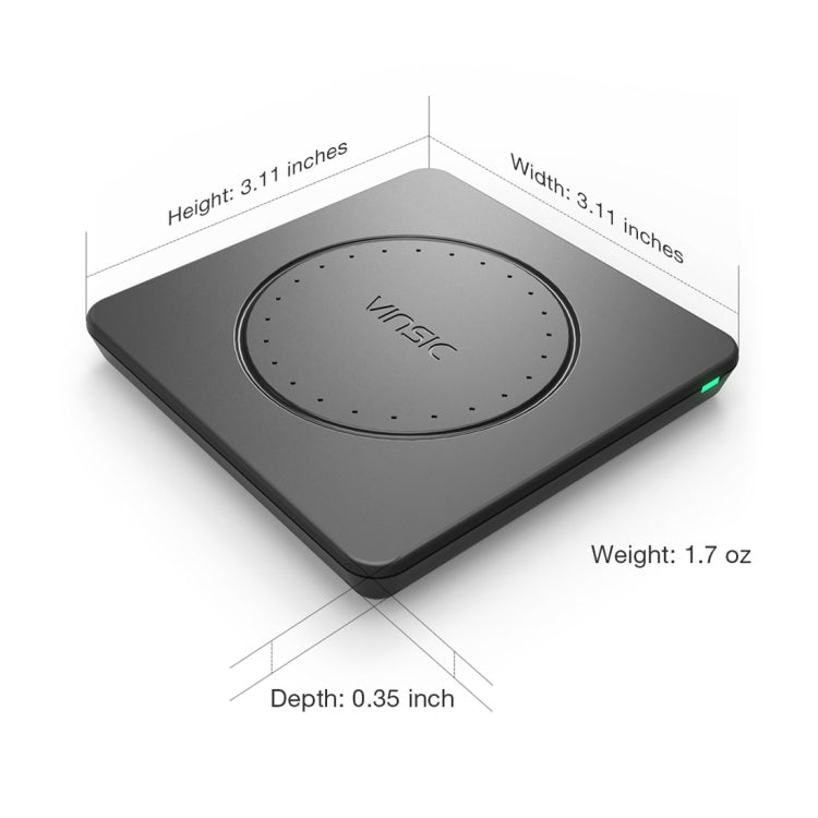 Vinsic 5V 1A Output Qi Standard Portable Wireless Charger Pad, Vinsic – Wireless Charging, TPU