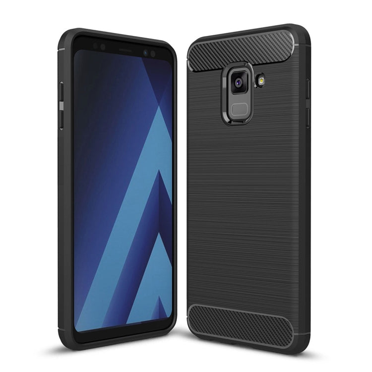 For Galaxy A8 (2018) Brushed Texture Carbon Fiber Shockproof TPU Protective Back Case, For Galaxy A8 (2018), Galaxy A8 (2018) For Galaxy A8 (2018) Black