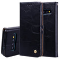 Business Style Oil Wax Texture Horizontal Flip Leather Case for Galaxy S10 Plus, with Holder & Card Slots & Wallet, For Galaxy S10 Plus For Galaxy S10 Plus Black