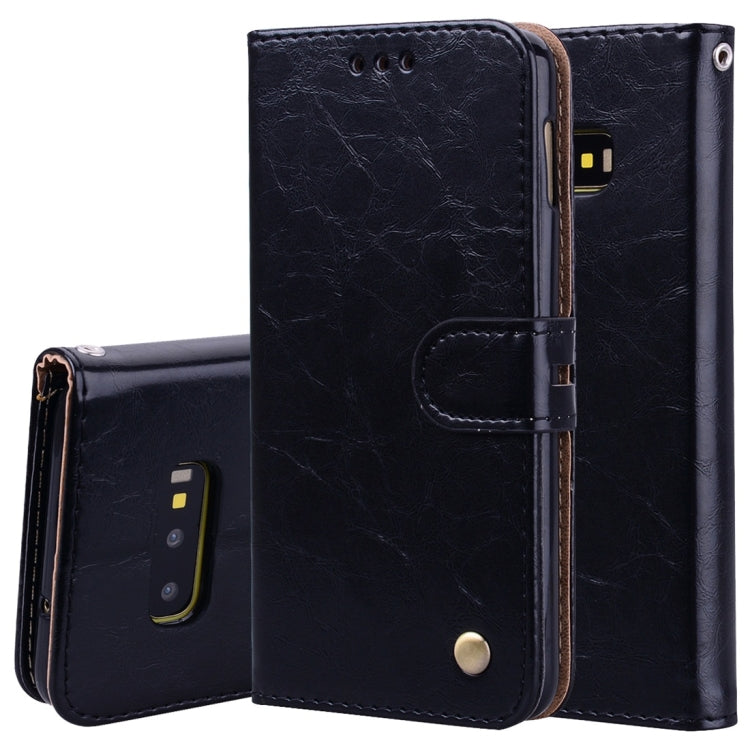 Business Style Oil Wax Texture Horizontal Flip Leather Case for Galaxy S10 E, with Holder & Card Slots & Wallet, For Galaxy S10 E For Galaxy S10 E Black