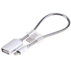 24cm 2A Micro USB to USB Aluminum Alloy Hose OTG Adapter Data Charging Cable with USB-C / Type-C Connector – Aluminum Alloy, Data Transmission Silver