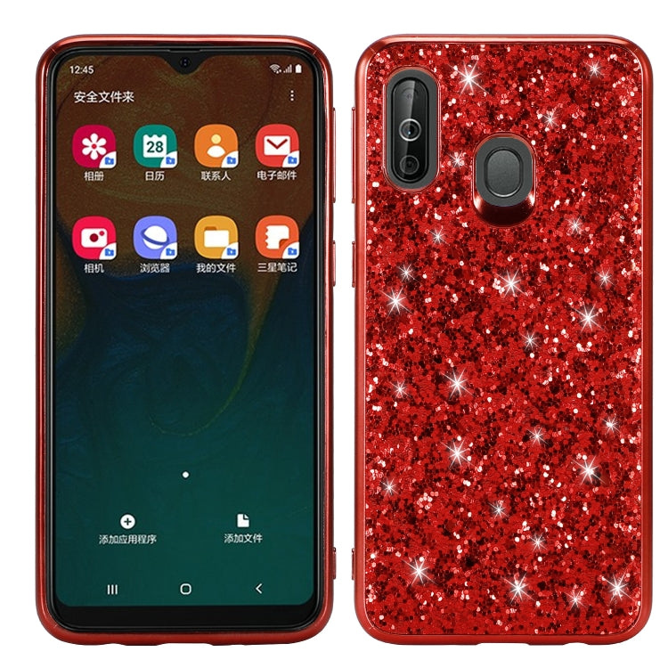 Glittery Powder Shockproof TPU Case for Galaxy A40, For Galaxy A40 For Galaxy A40 Red