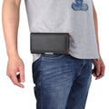 Men Litchi Texture Portable Mobile Phone Back Buckle Transverse Sleeve Waist Pack Leather Case for 6.3 Inch or Below Smartphones Default Title