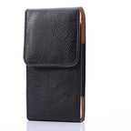 Men Litchi Texture Portable Mobile Phone Back Buckle Vertical Sleeve Waist Pack Leather Case for 6.3 Inch or Below Smartphones, 6.3 inch Litchi Texture – Leather