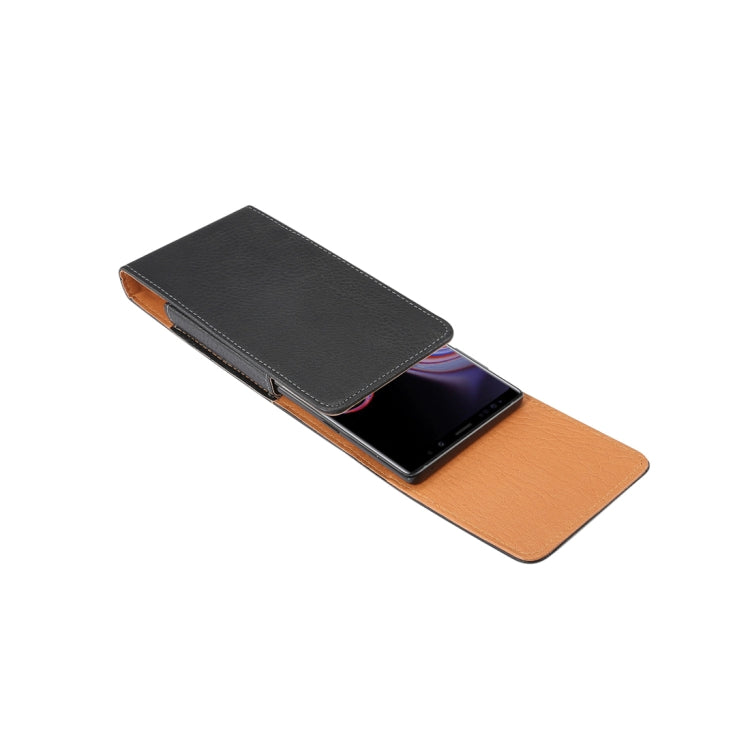 Men Litchi Texture Portable Mobile Phone Back Buckle Vertical Sleeve Waist Pack Leather Case for 6.3 Inch or Below Smartphones, 6.3 inch Litchi Texture – Leather