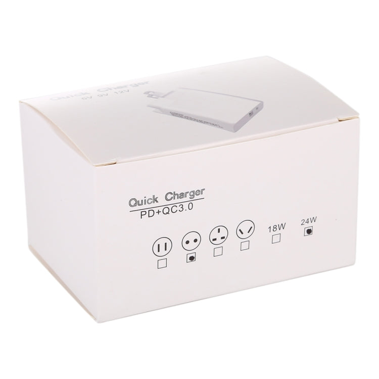 24W PD + QC3.0 Fast Charger Power Adapter Plug Adapter EU Plug, 24W EU Plug