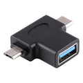 Multi-function USB 3.0 Female & USB-C / Type-C Male & Micro USB Male T-shape OTG Adapter – Data Transmission
