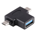 Multi-function USB 3.0 Female & USB-C / Type-C Male & Micro USB Male T-shape OTG Adapter – Data Transmission