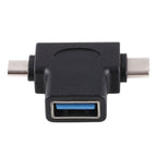 Multi-function USB 3.0 Female & USB-C / Type-C Male & Micro USB Male T-shape OTG Adapter – Data Transmission