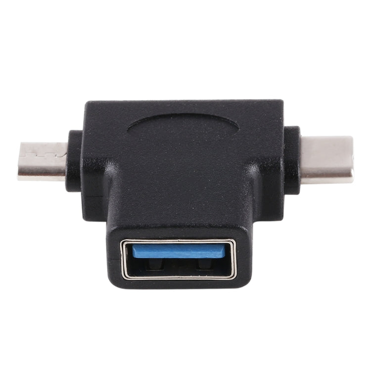 Multi-function USB 3.0 Female & USB-C / Type-C Male & Micro USB Male T-shape OTG Adapter – Data Transmission