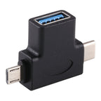 Multi-function USB 3.0 Female & USB-C / Type-C Male & Micro USB Male T-shape OTG Adapter – Data Transmission