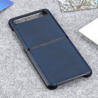 For Galaxy Z Flip Two-color Cow Leather Texture Folding Protective Case