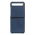 For Galaxy Z Flip Two-color Cow Leather Texture Folding Protective Case Blue