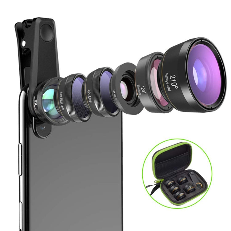 APEXEL Camera Lens – APL-DG6V2 6 in 1 Universal External 2X Telephone+210 Degrees... Default Title