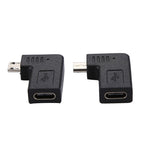 2 PCS USB-C / Type-C Female to Micro USB (Right / Left Angle) Male Elbow Adapter Converter – Durable Build, Easy to Use