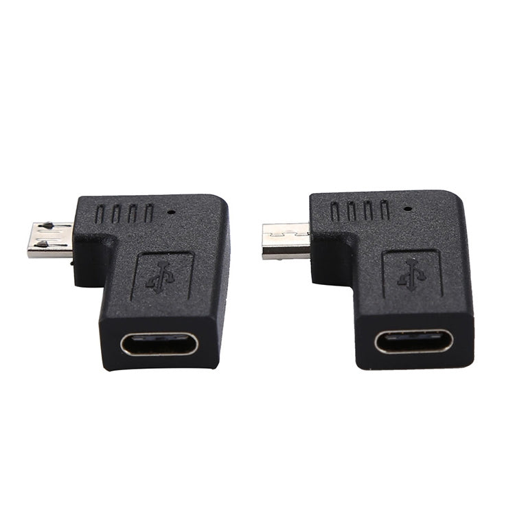 2 PCS USB-C / Type-C Female to Micro USB (Right / Left Angle) Male Elbow Adapter Converter – Durable Build, Easy to Use