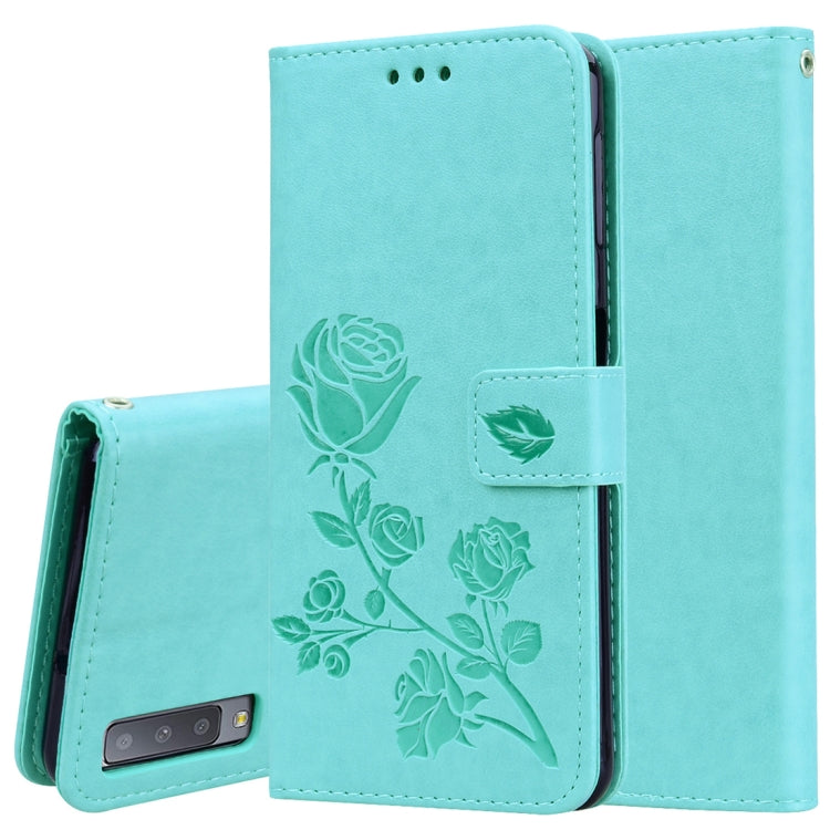 Rose Embossed Horizontal Flip PU Leather Case for Samsung Galaxy A7 (2018) , with Holder & Card Slots & Wallet – Card Slot, Flip, Leather, For Samsung Galaxy A7 (2018) For Samsung Galaxy A7 (2018) Green